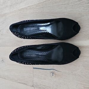 Zara Woman Peep Toe Rhinestone Pumps